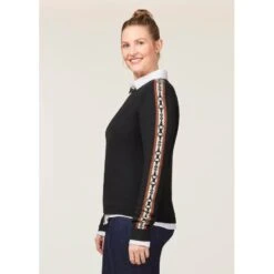 EQL Women's Snaffle Stripe Sweater - Black/Caramel -Equestrian Riding Clothing 711396 800 800
