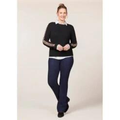 EQL Women's Snaffle Stripe Sweater - Black/Caramel -Equestrian Riding Clothing 711397 800 800